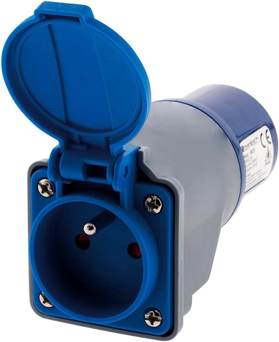 SnelShoppen - Compacte 16A 2P+T naar Mannelijke CEE17 Adapter - Waterdichte Connector - Ideaal voor Kamperen en Boottochten - Duurzaam en Praktisch -