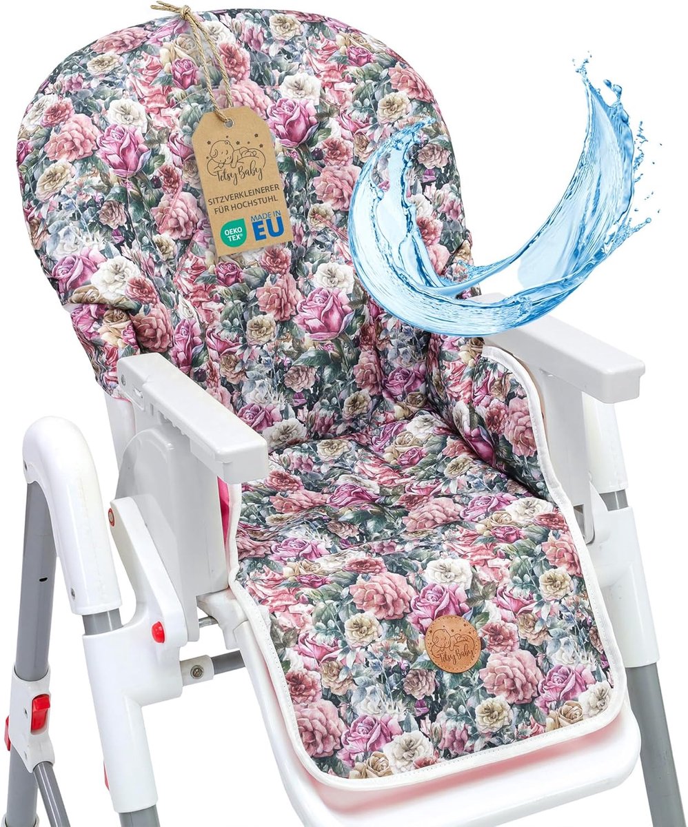 SnelShoppen - Stoelverkleiner Kinderstoel - Baby Stoelkussen Bloemen - Oeko-Tex Stoelhoes voor Ikea & Peg Perego Kinderstoelen - Comfortabel & Veilig