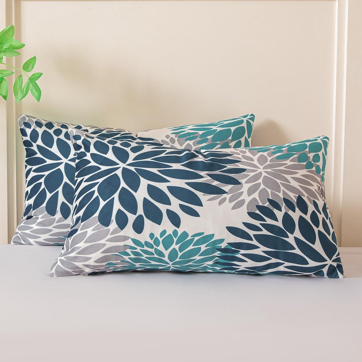 SnelShoppen - Set van 2 fluwelen kussenhoezen 30 x 50 cm blauw dubbelzijdig moderne bankkussens sierkussenhoezen voor woonkamer slaapkamer auto