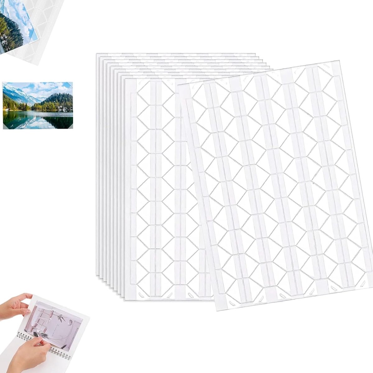 SnelShoppen - Zelfklevende Fotohoeken, 1020 Stuks Transparante Kleefhoeken voor Foto's, Fotohoekjes voor Albums, Scrapbook, Knutselen, PVC, 60 Gram