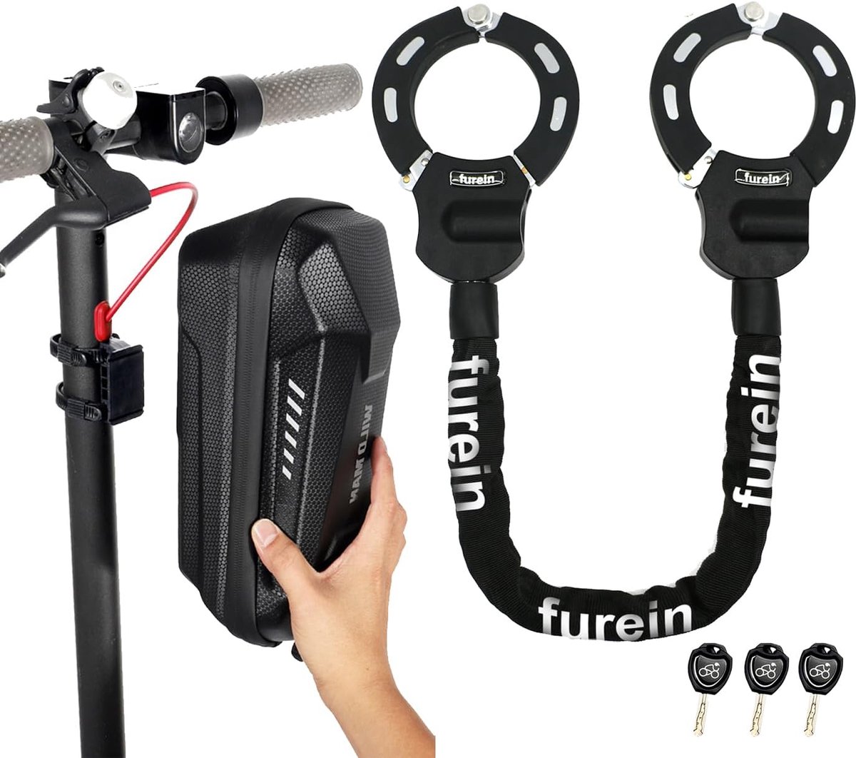 SnelShoppen - E-Scooter Lock Handcuff Lock voor E-Scooter, Fiets, E-Bike, Motorfiets, Duurzaam Sleutelslot met Siliconen Krastbescherming, Inclusief D