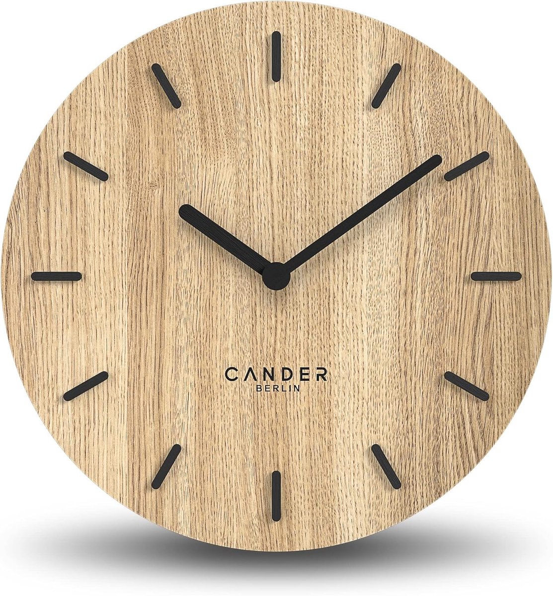 SnelShoppen - Houten Wandklok 30cm - Modern Eikenfineer - Stil Analoge Klok - Vintage Design voor Keuken en Woonkamer