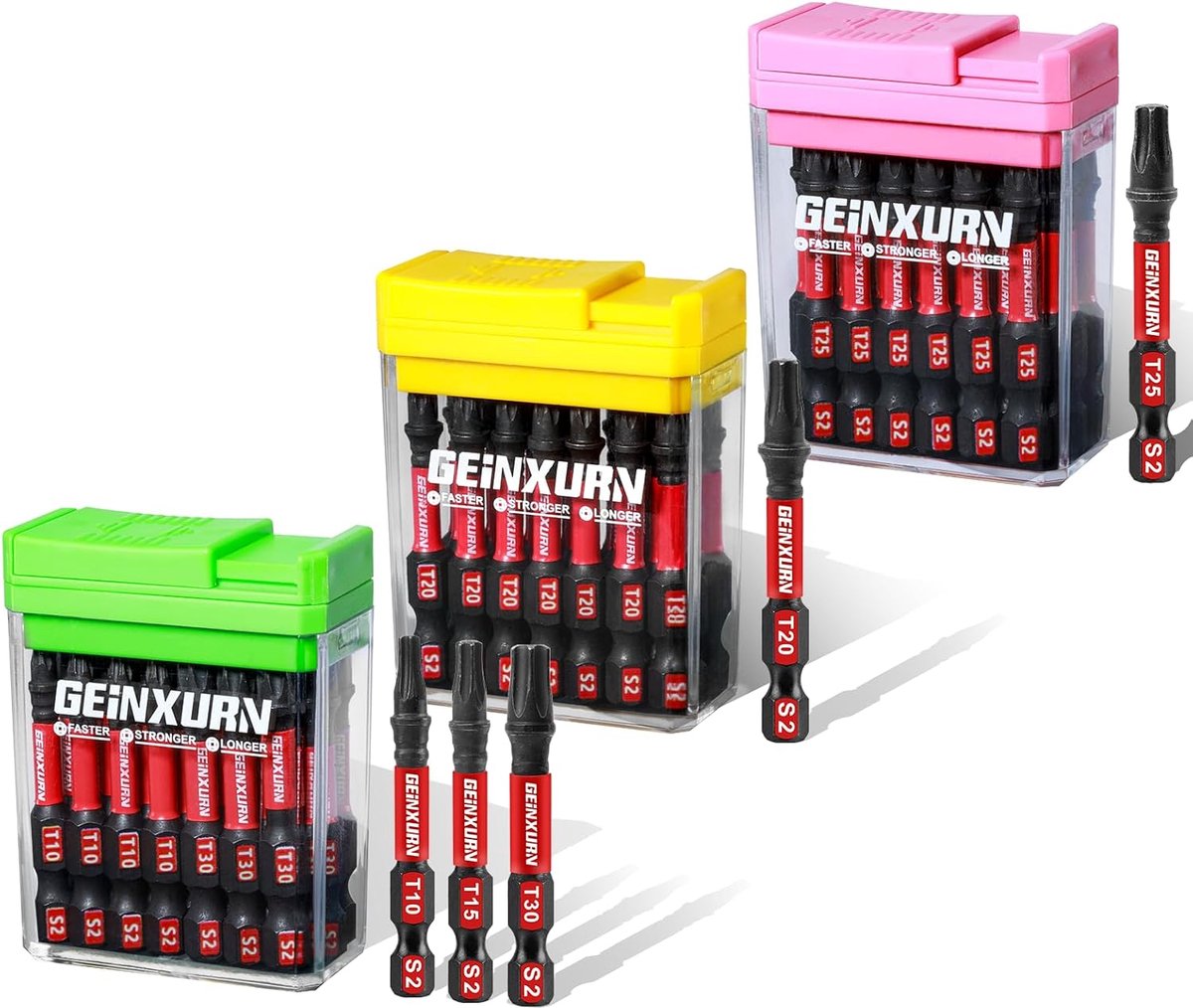 SnelShoppen - Torx Bithouder Set 45 Stuks - Impact Bestendige Schroefbits 50 mm (T10/T15/T20/T25/T30) - S2 Staal - Magnetisch met Opbergbox - Kleurvol