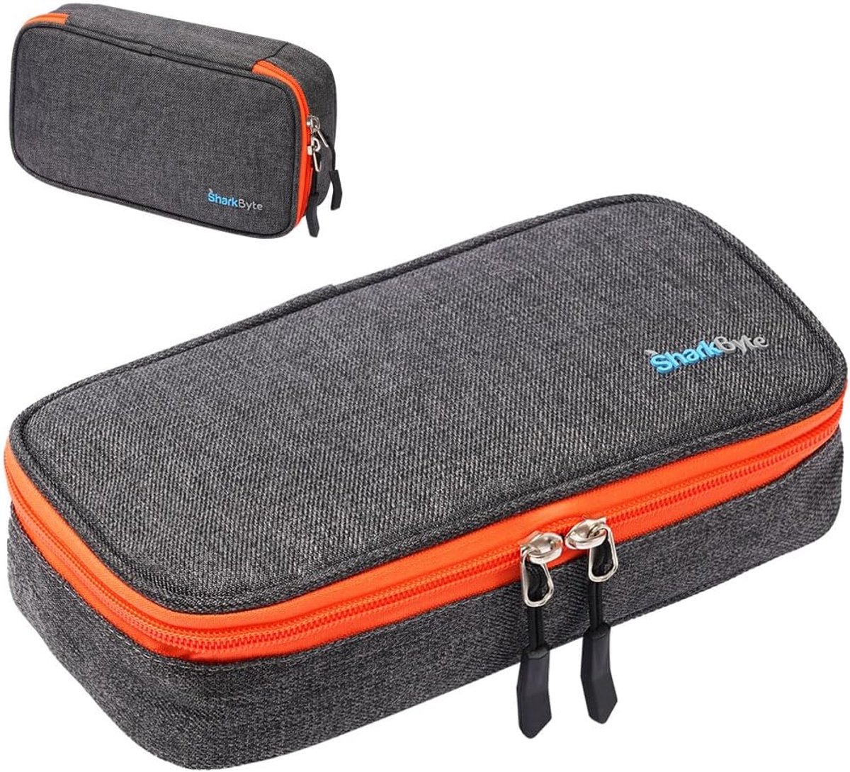 SnelShoppen - Grote Capaciteit Grijze & Oranje Pennenhouder, Handige Etui voor School en Kantoor, Gemaakt van Gerecycled Materiaal, Duurzaam en Lichtg