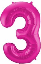Cijfer 3 ballon roze 86 cm