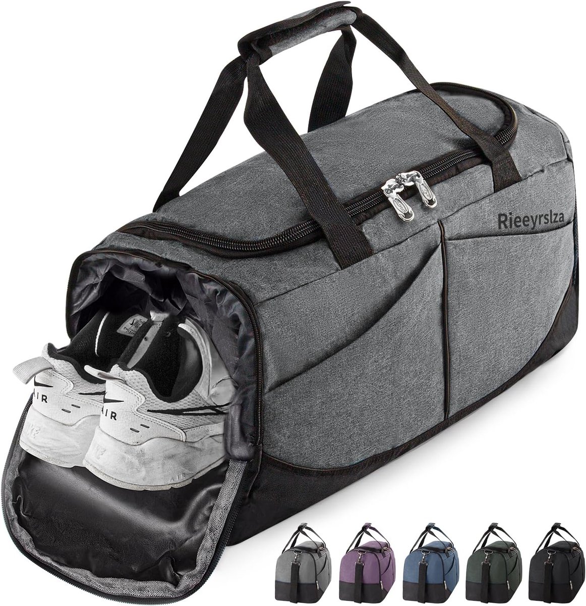 SnelShoppen - Sporttas 40L met Schoencompartiment, Waterdicht en Scheiding voor Droog en Nat, Ideaal voor Weekendje Weg, Unisex, Grijs