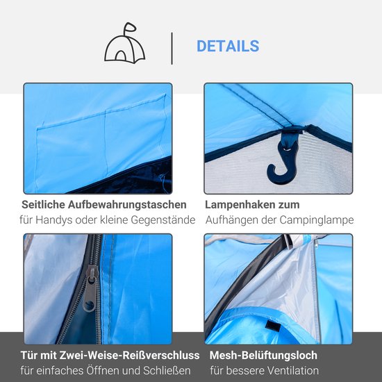 MIVRAY Tent - Tunneltent Voor 2-3 Personen - 426 x 206 x 154 cm - Polyester - Lichtblauw - Met Voorruimte, 2 Deuren En Draagtas van Mivray Tent — afbeelding 5