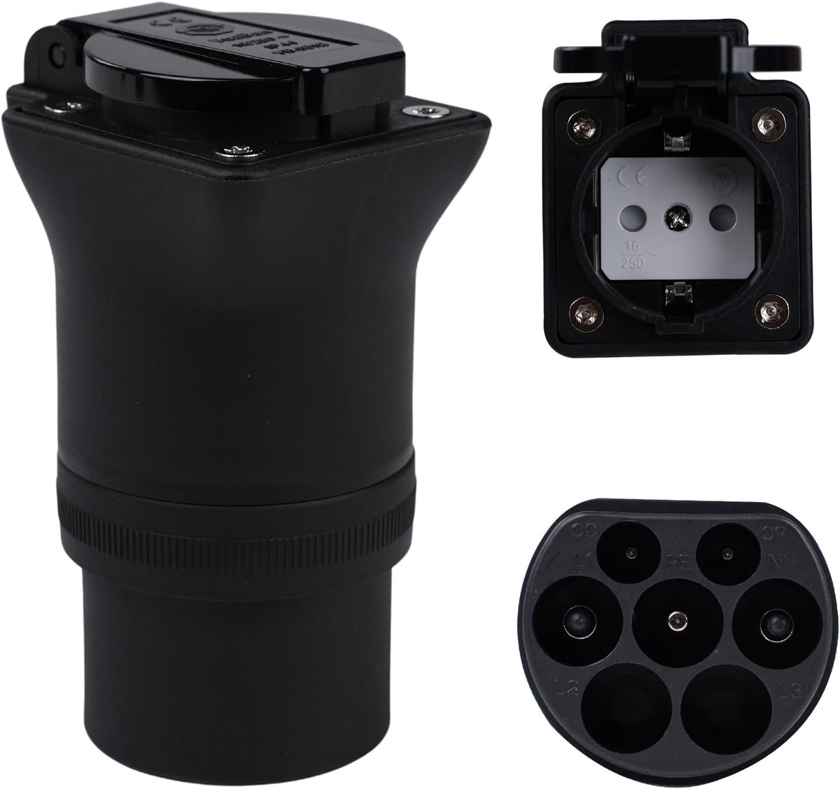 SnelShoppen - Type 2 naar Schuko Adapter voor EV, Portable 220V Type 2 Plug naar Schuko Bushing, 3.5kW EV Oplader Adapter voor Thuis en Reizen
