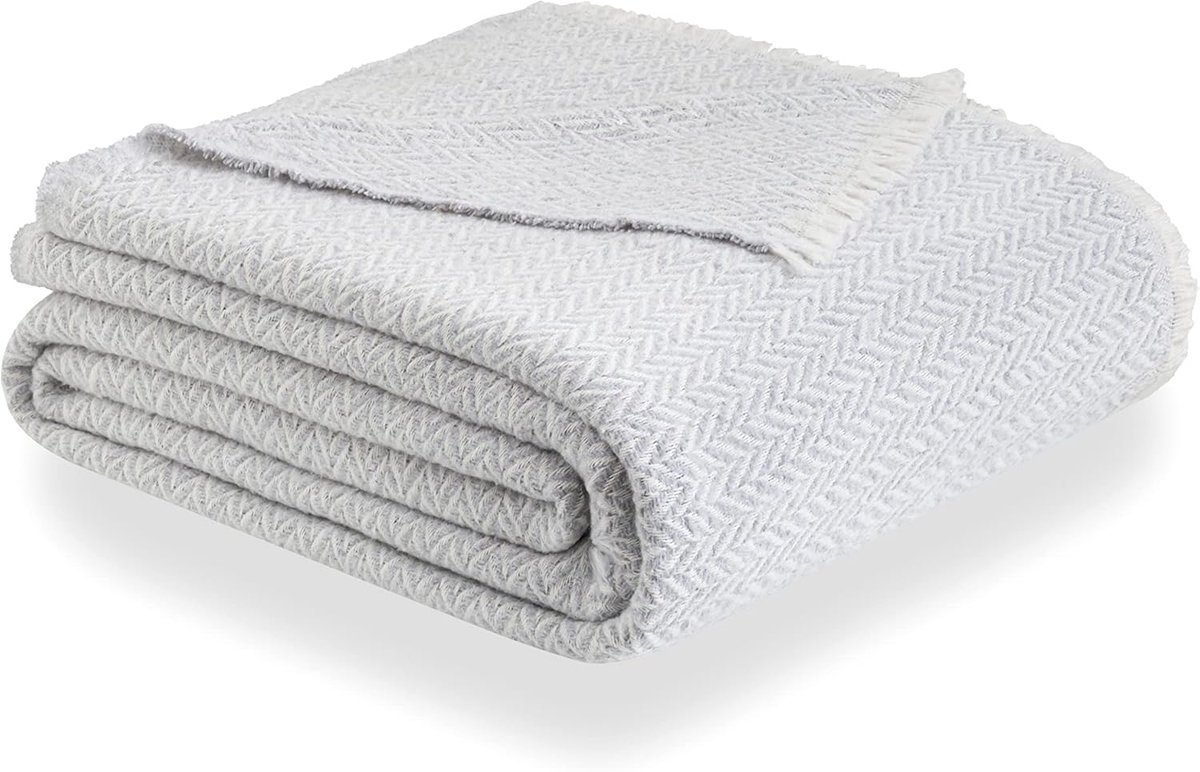 SnelShoppen - Multifunctionele Extra Zachte Katoenen Dekens - Bedsprei en Sofa Throw (180x240 cm, Lichtgrijs) - Duurzaam en Ademend - Scandinavisch He