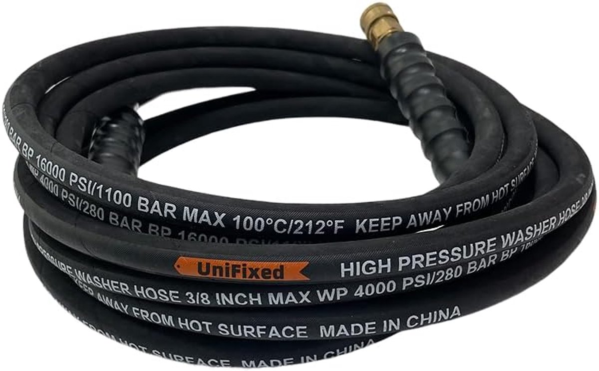SnelShoppen - Flexibele 3/8 Inch Hogedrukslang met Rubber Buitenkant, 25 Voet, Kinkproof, 4000 PSI, Industrieel Kwaliteit, Versterkte Staal, Snelle Ve