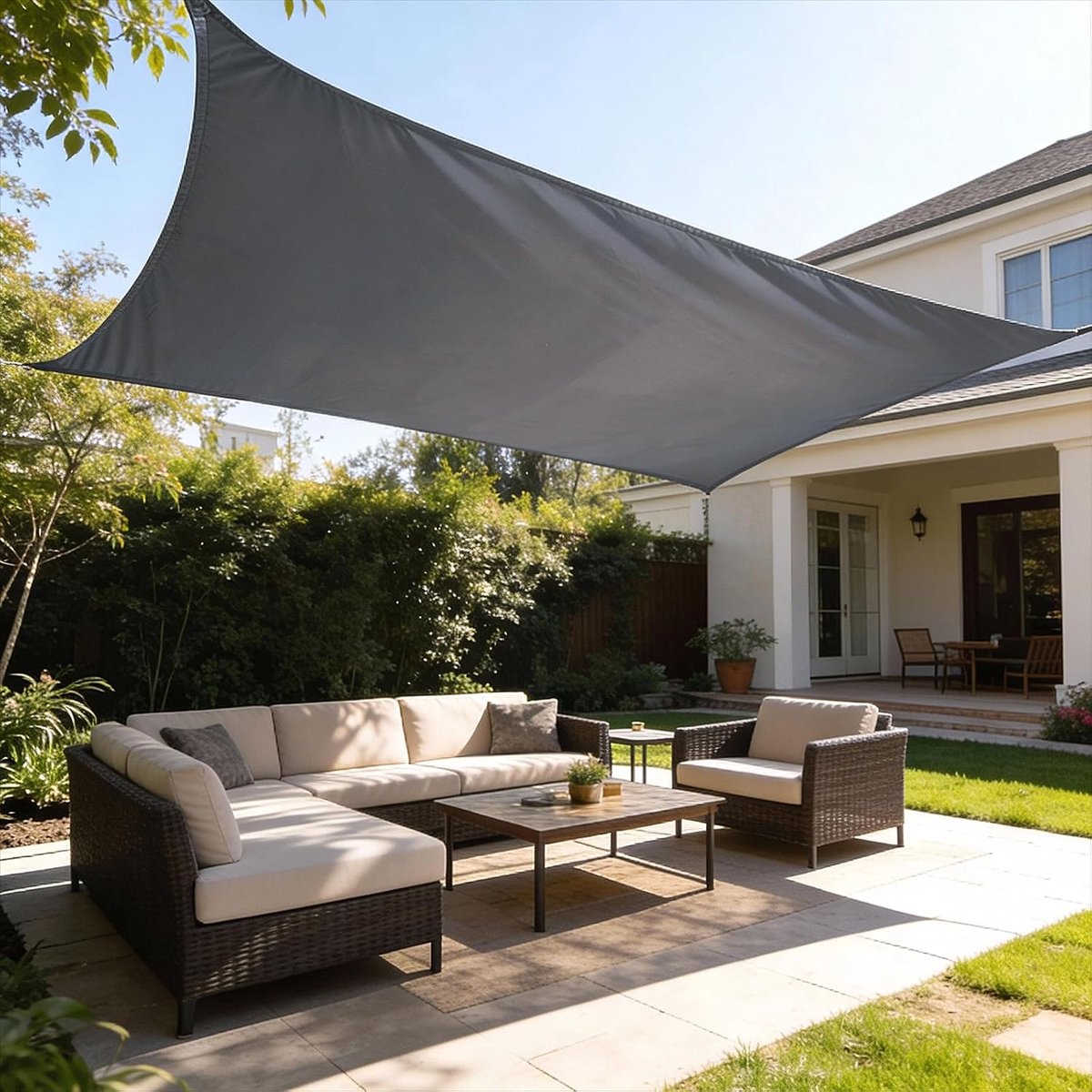 SnelShoppen - Rectangulaire Zonnenschaduw 2x3m, Waterdicht en UV-bestendig, 95% Bescherming tegen Zonnebrand, Duurzaam PES voor Tuin, Patio, en Buiten