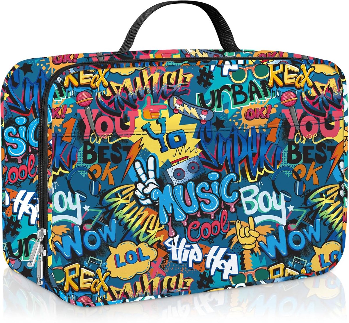 SnelShoppen - Grote Isolerende Kinderen Lunch Tas - Street Graffiti Koeltas voor Jongens - Perfect voor School, Picknick, Feest en Sport