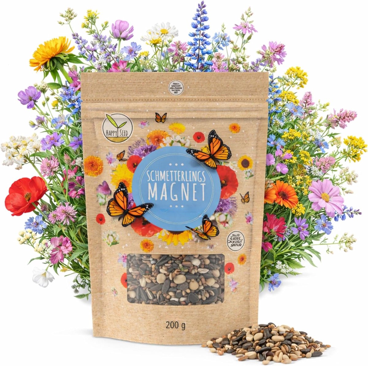 SnelShoppen - 200g Vlinderzaad voor een Kleurrijke Bloemenwei - Nectar-rijke Wilde Bloemenzaden Mix voor Vlinders en Insecten - Ideaal voor Tuin en Ba