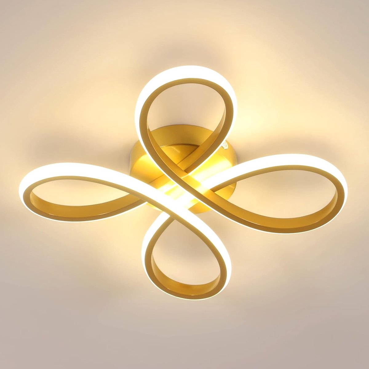 SnelShoppen - Moderne LED Plafondlamp 30W 3375LM Warm Licht 3000K Goud 30cm voor Slaapkamer, Woonkamer, Keuken - Aluminium en Silicone