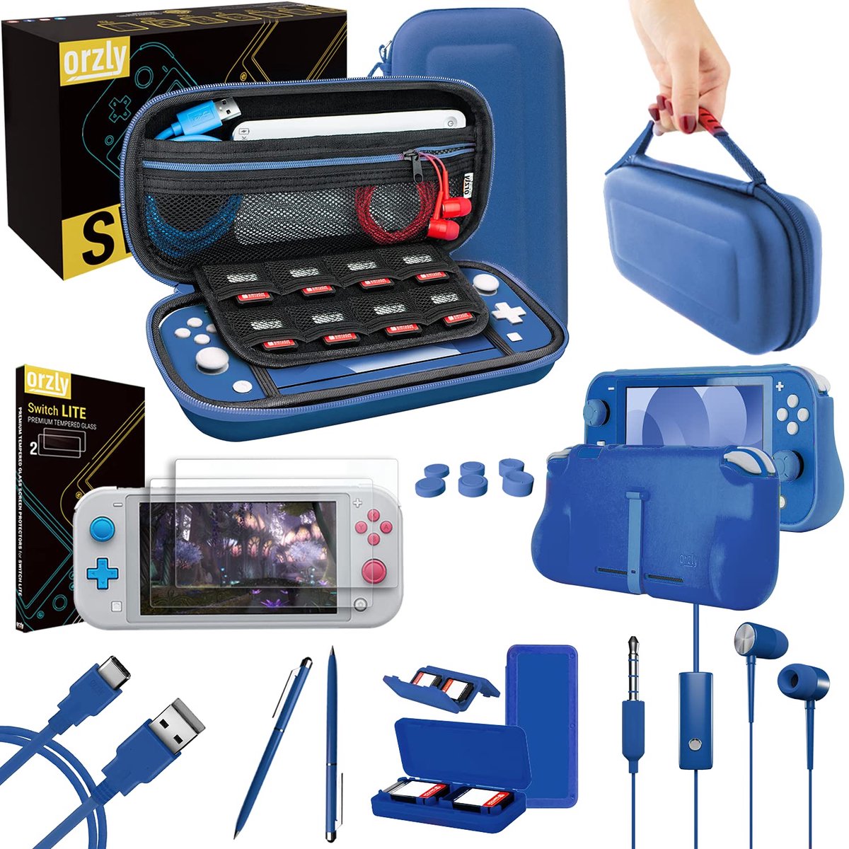Switch Lite accessoirepakket - gehard glas - comfortabele grip case - uitgebreide bescherming en gebruiksgemak - ShopVlot