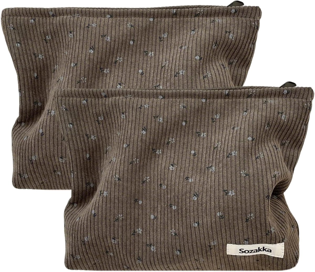 Cosmetische tas 2 stuks - corduroy - klein dames - multifunctioneel voor school en reizen - ShopVlot