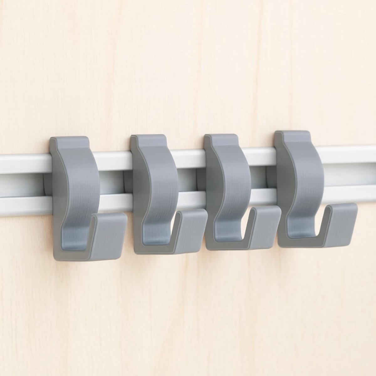 Wandhaken voor camper keuken - set van 4 ophanghaken - aluminium profiellijst - ideaal voor keukengerei - ShopVlot