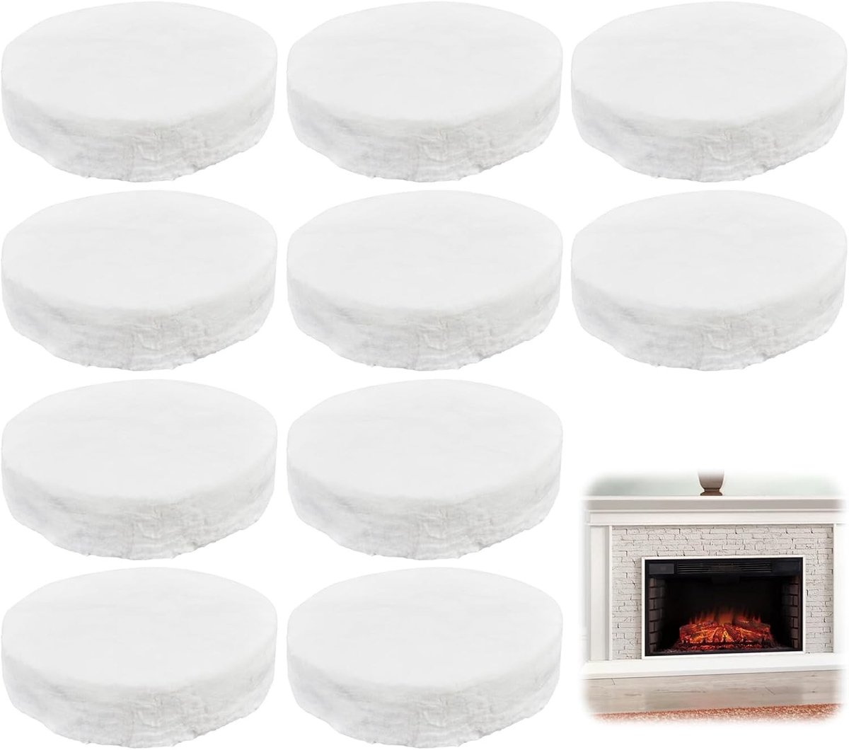 Ceramische Wol voor Bio-Ethanol - 10 Stuks, 8.6x2.5cm, Ideaal voor Ethanol Haarden en Kachels