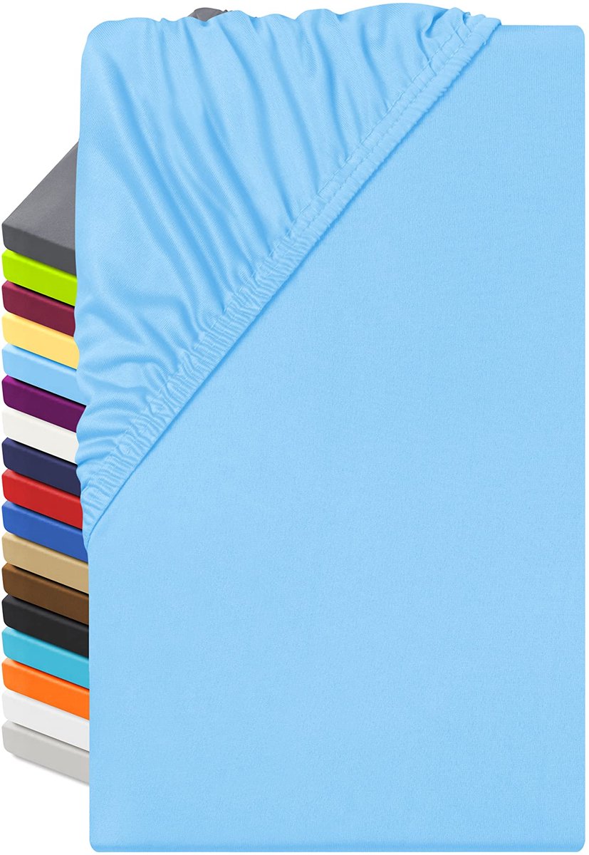 Microvezel hoeslaken 200 x 220 cm - ademend lichtblauw - geschikt voor allergieën - heerlijk slaapcomfort - ShopVlot