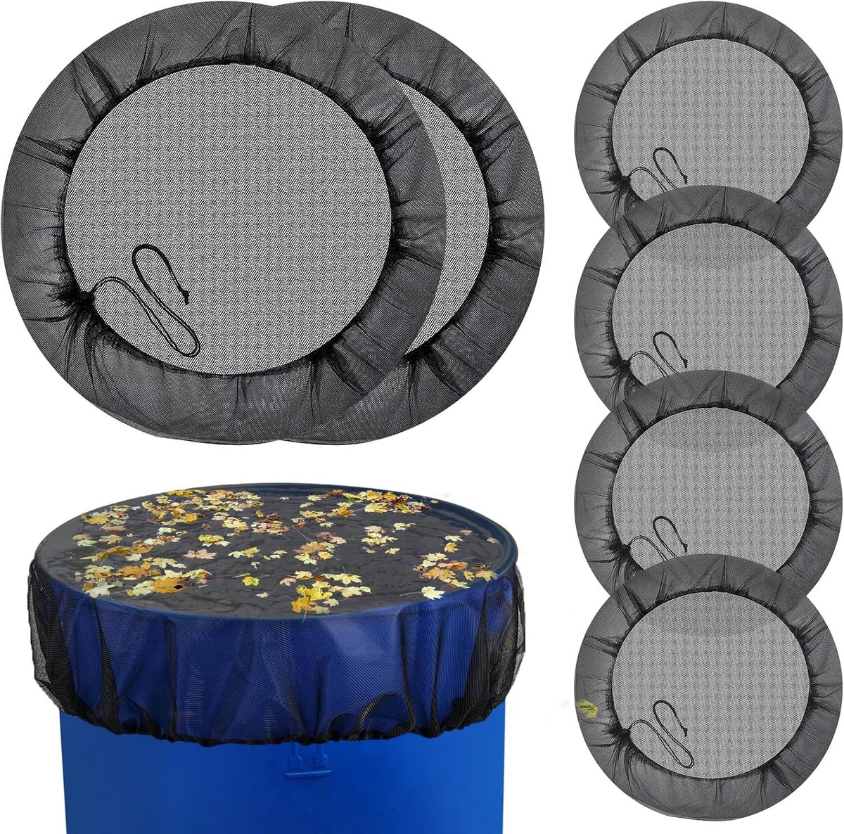 Set van 6 weerbestendige regentonnetten van 95 cm met verstelbare trekkoord voor optimale bescherming tegen bladeren en muggen