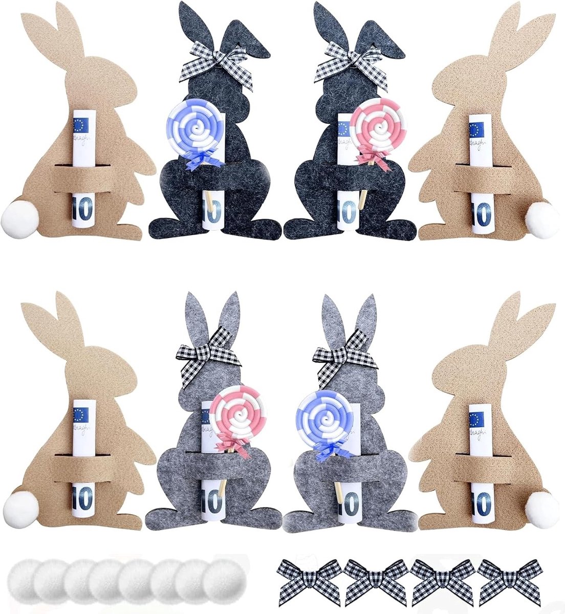 Easter Geld Geschenk Set met 8 Stuks, Leuke Paashaas Decoraties, Perfect voor Kinderen en Volwassenen, Originele Paas Geschenken met Briefgeld