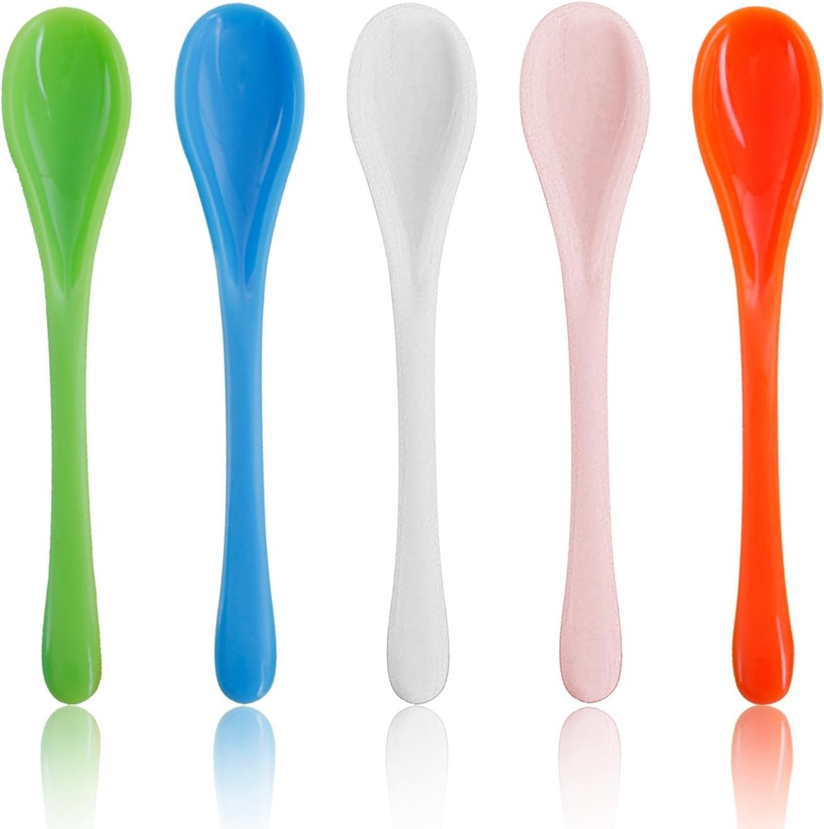 Set van 50 Kleurrijke Herbruikbare Plastic Lepels, Theelepels en Dessertlepels voor Feestjes, Picknicks en Dagelijks Gebruik