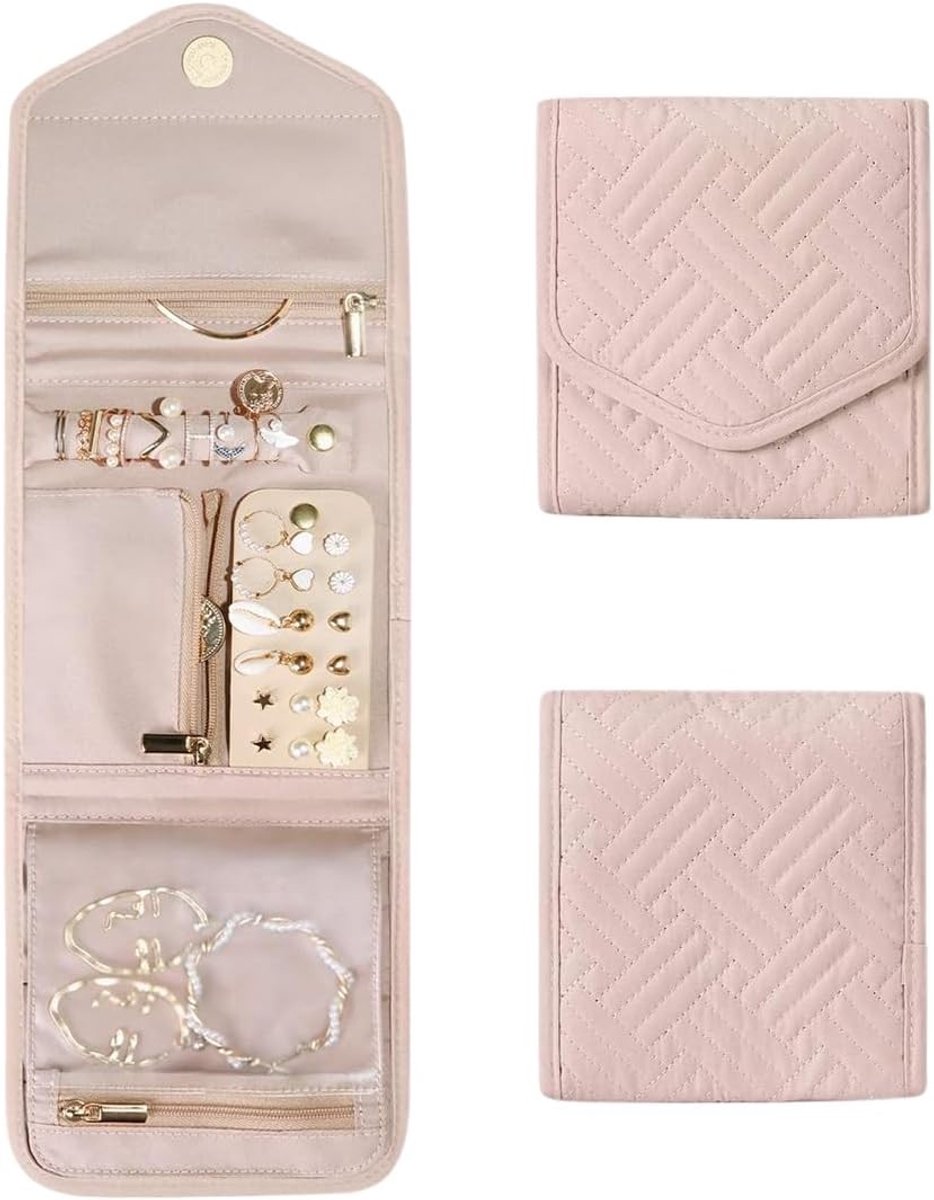 Reisvriendelijke Waterdichte Sieraden Organizer - Vouwbare Tas voor Oorbellen, Kettingen en Armbanden