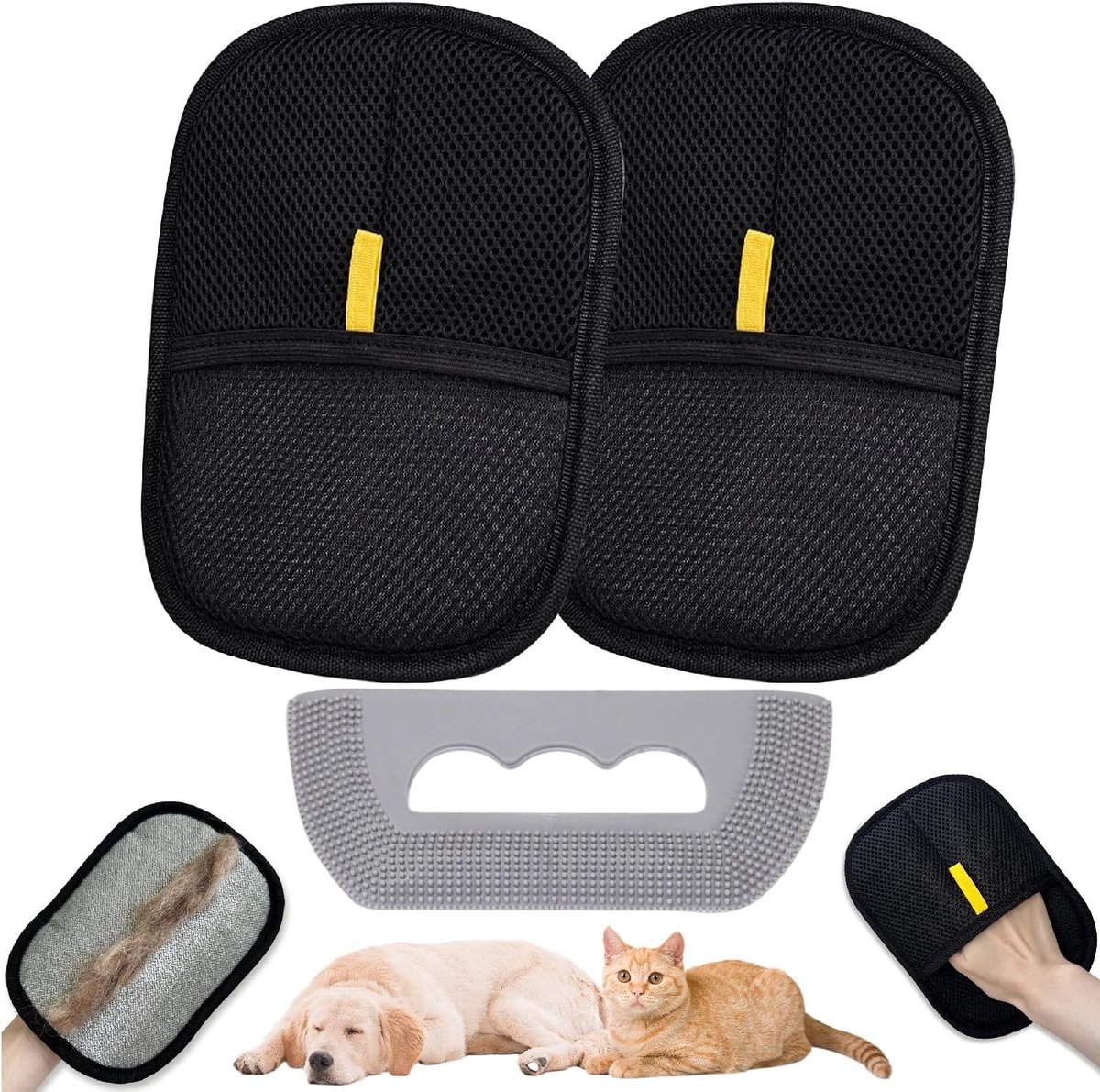 Dubbelzijdige Verzorgingshandschoenen voor Huisdieren, Haarverwijdering en Verzorging voor Katten en Honden, Effectieve Grooming Tools