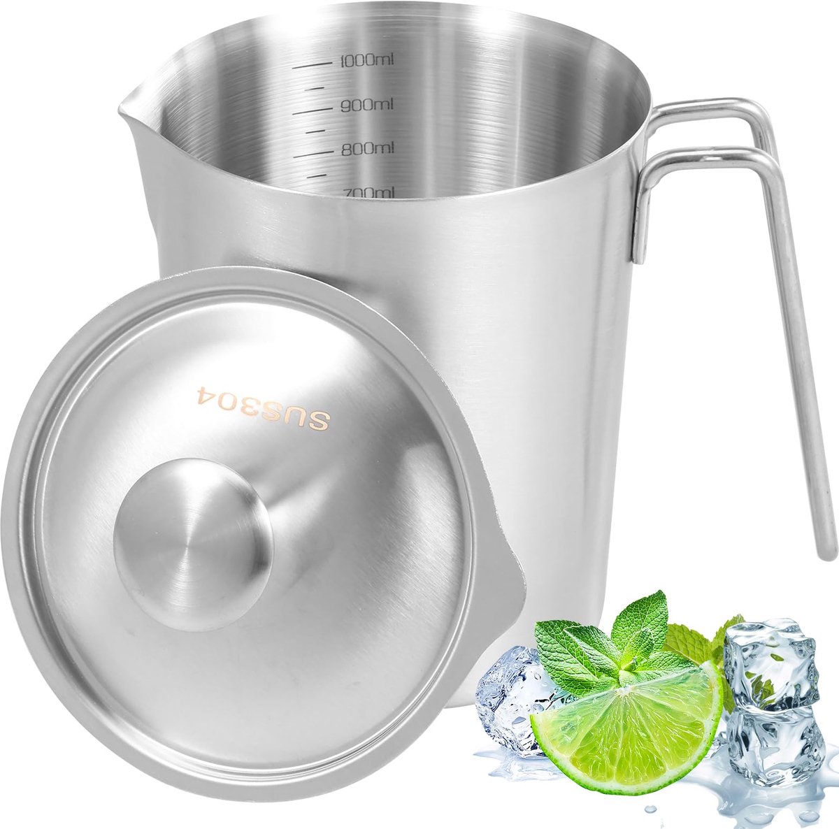Maatbeker 1 l - roestvrij staal - BPA-vrij - ideaal voor keuken en bar - ShopVlot