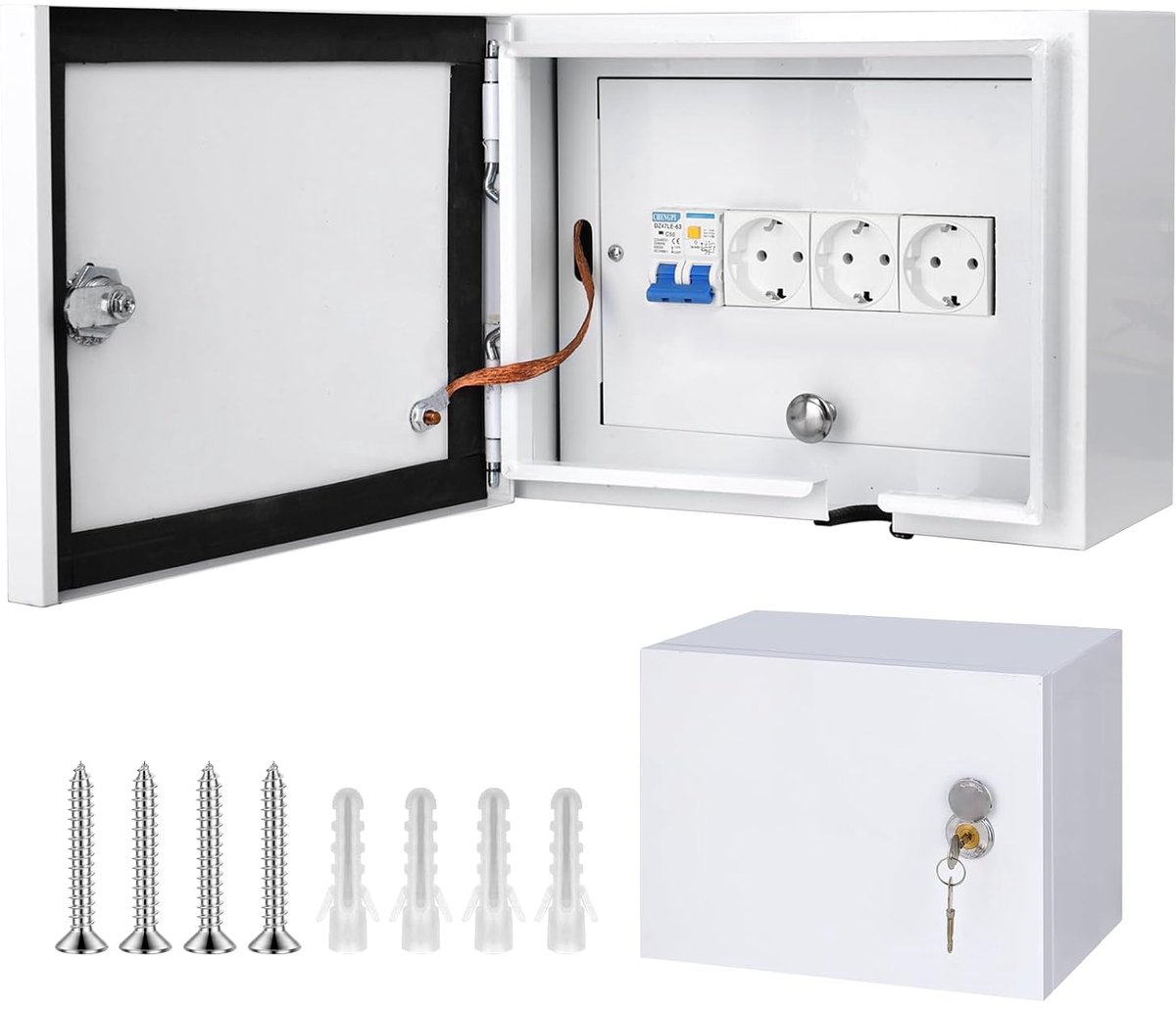 Surface mounted distribution box with 2P 32 A leak protection and 2 x socket 250 V/16 A, junction box with surge - ShopVlot