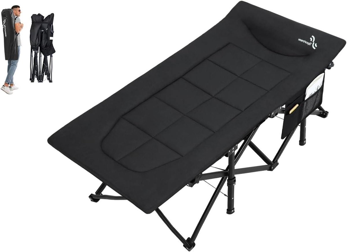 Veldbed Opvouwbaar - Gastenbed Kampeerbed - Comfortabel Slapen - All-in-one ontwerp - 200 x 79 cm - Zwart