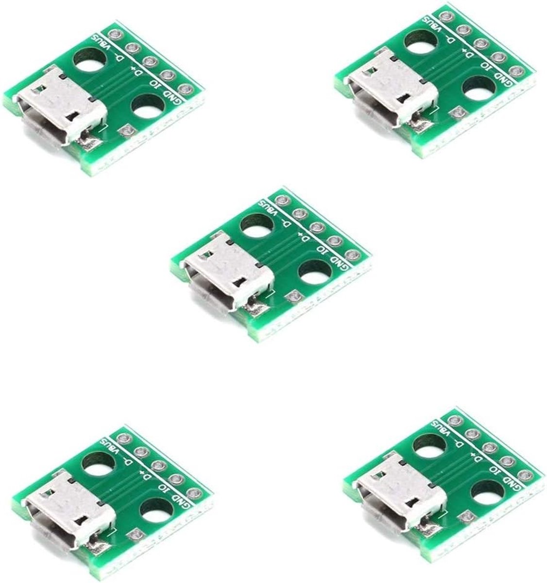 Micro USB Adapter Set van 5 Stuks - Bushing, Type PCB, Converter voor Diverse Apparaten
