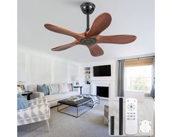 Plafondventilator 36 inch zonder verlichting - zes-snelheden omkeerbare ventilator - antidiefstalmodus - geheugenfunctie voor snelheid - vijf massief houten bladen - ideaal voor kleine appartementen, serres en patio's