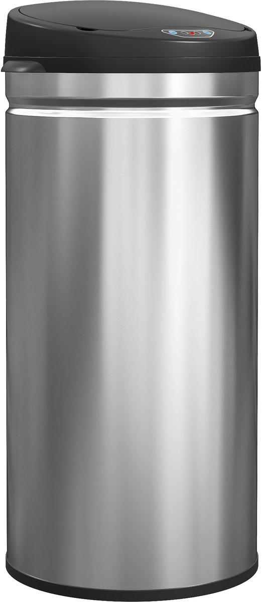 HOMCOM Sensor Prullenbak Roestvrij staal, kunststof 30,5L x 30,5B x 68H cm Zilver