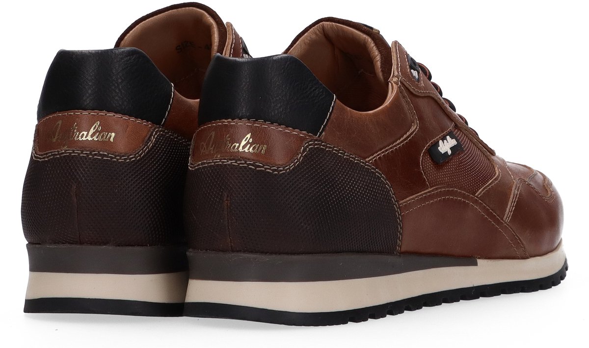 Australian Footwear - Heren sneaker - Bruin leer - Artikel Fabian 15.1722.01DM2 - Cognac - Maat 39
