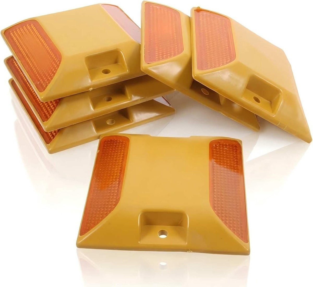 Set van 6 Reflecterende Straatmarkeringen, Plastic Ramp Markers, Verkeersreflectoren voor Opritten en Wegen