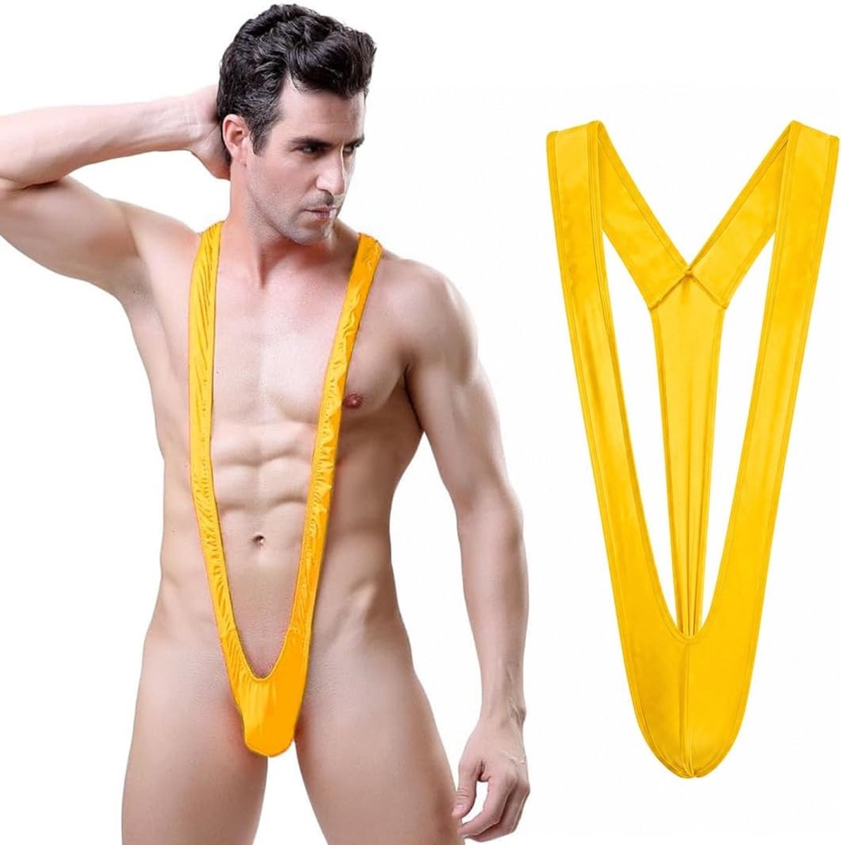 Mankini voor heren in neongroen, perfect kostuum voor Halloween en feestjes, eenheidsmaat voor alle mannen