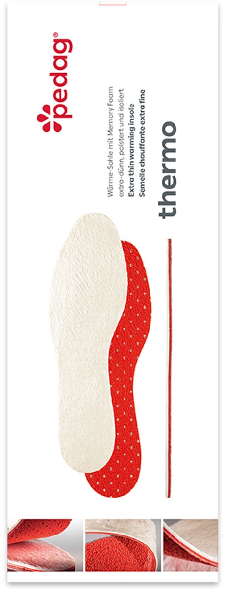Pedag Thermo inlegzool – Extra dun – Geschikt voor normale schoenen, sportschoenen en werkschoenen, van wol – Extra dunne warme inlegzool met isolerende aluminiumlaag en zachte textiel bovenzijde – 40