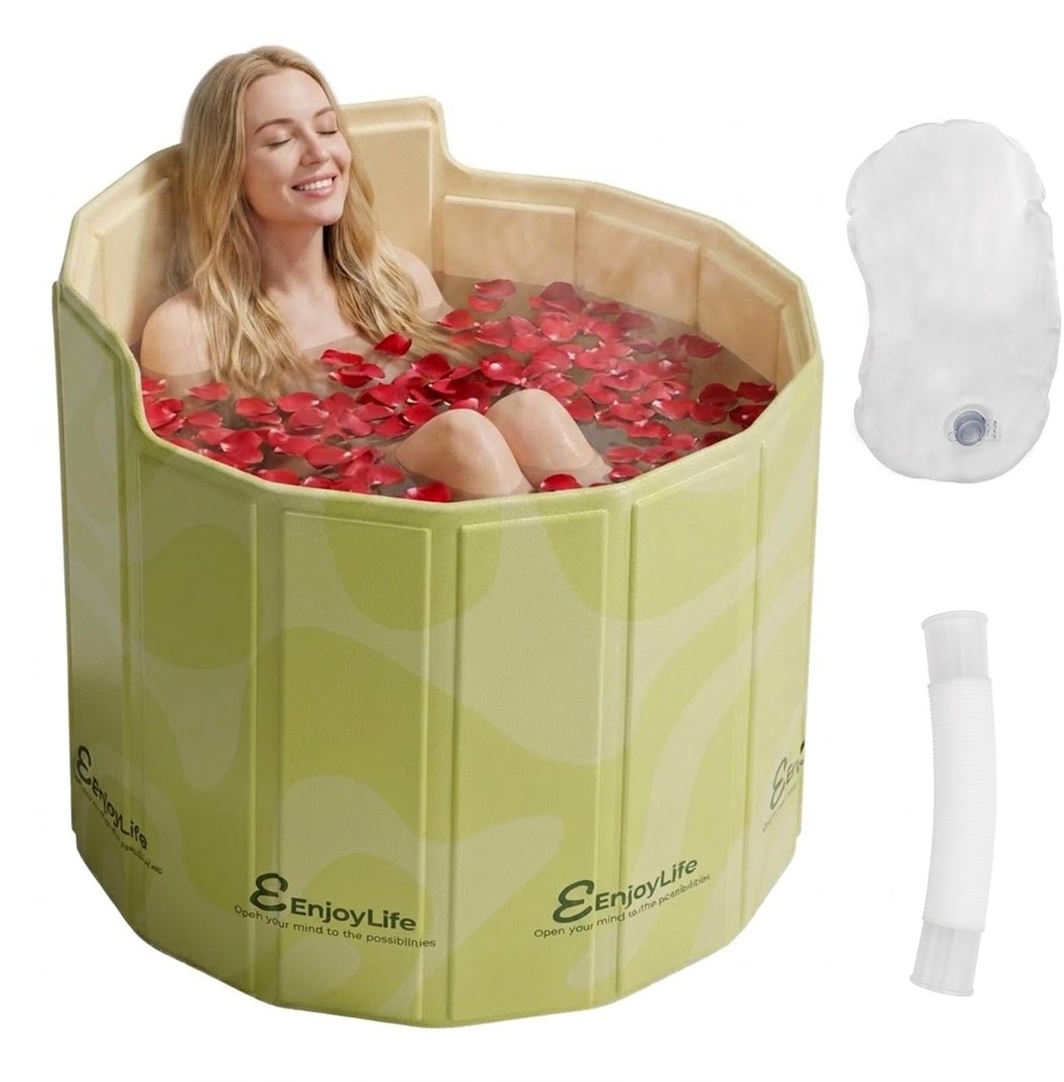 Mobiele badkuip 70 x 65 cm - opvouwbaar - groen - ideaal voor warm bad of ijsbad - ShopVlot