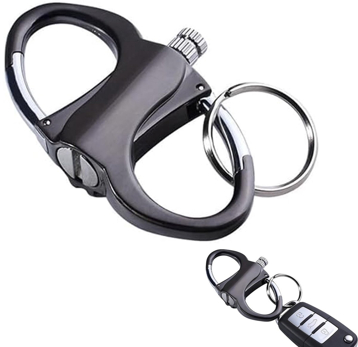 hankousi 1 Stks Metalen Sleutelhanger Aansteker Match, Mini Aansteker Houder voor Camping, Wandelen, Emergency (zwart) - ShopVlot