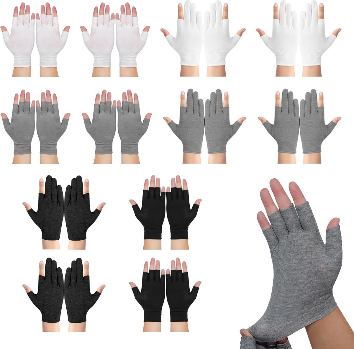 Katoenen Vingerloze Handschoenen - Grijs - Voor Neurodermitis - Ademend en Zacht - Voor Dames en Heren