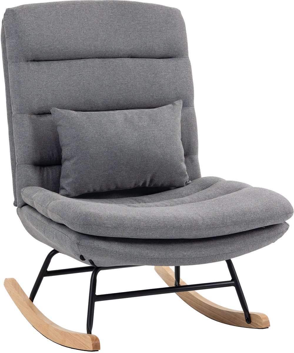 HOMCOM Rocking Chair-Leinenoptik (100 % Polyester)-Hellgrau