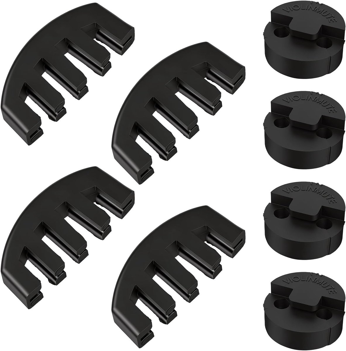 Viooldempers set van 8, 4 klauw- en 4 ronde dempers, professionele rubberen dempers voor viool en cello, ideaal voor muzikanten en beginners, zwart