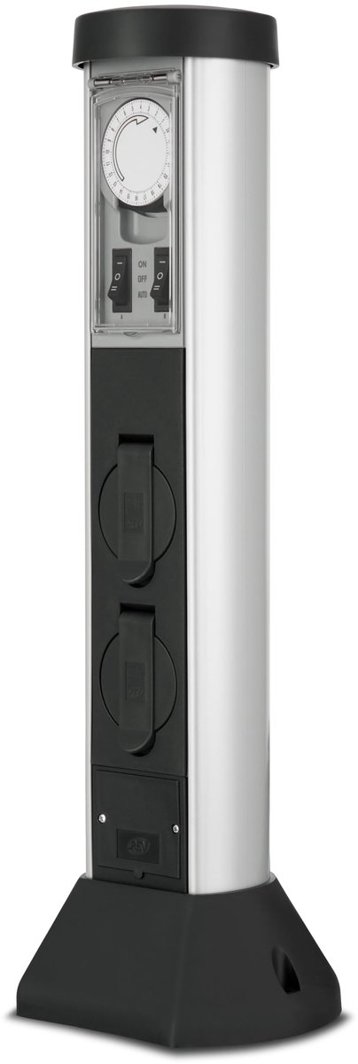 Tuinstopcontacten H51 cm - Zwart - 5 m kabel met timer - Ideaal voor buitengebruik - ShopVlot