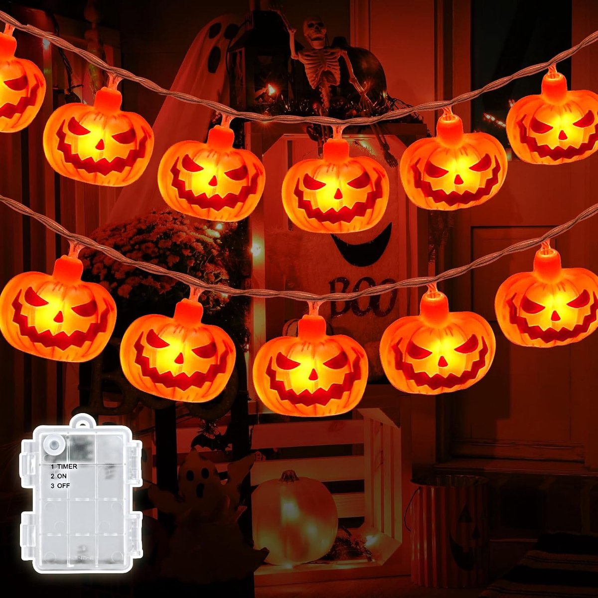 Lichtsnoer Halloween 3 m - 20 leds pompoen - waterdicht IP65 - decoratie voor buiten - ShopVlot