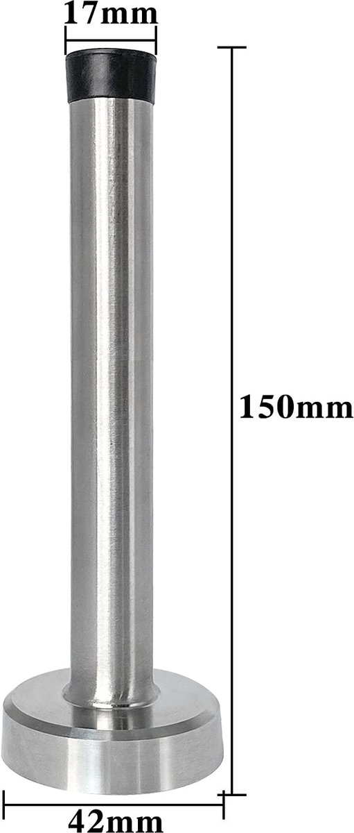 Deurstop 150 mm extra lange deurstopper - roestvrijstaal met rubberen tips - voorkomt schade aan muren - ShopVlot
