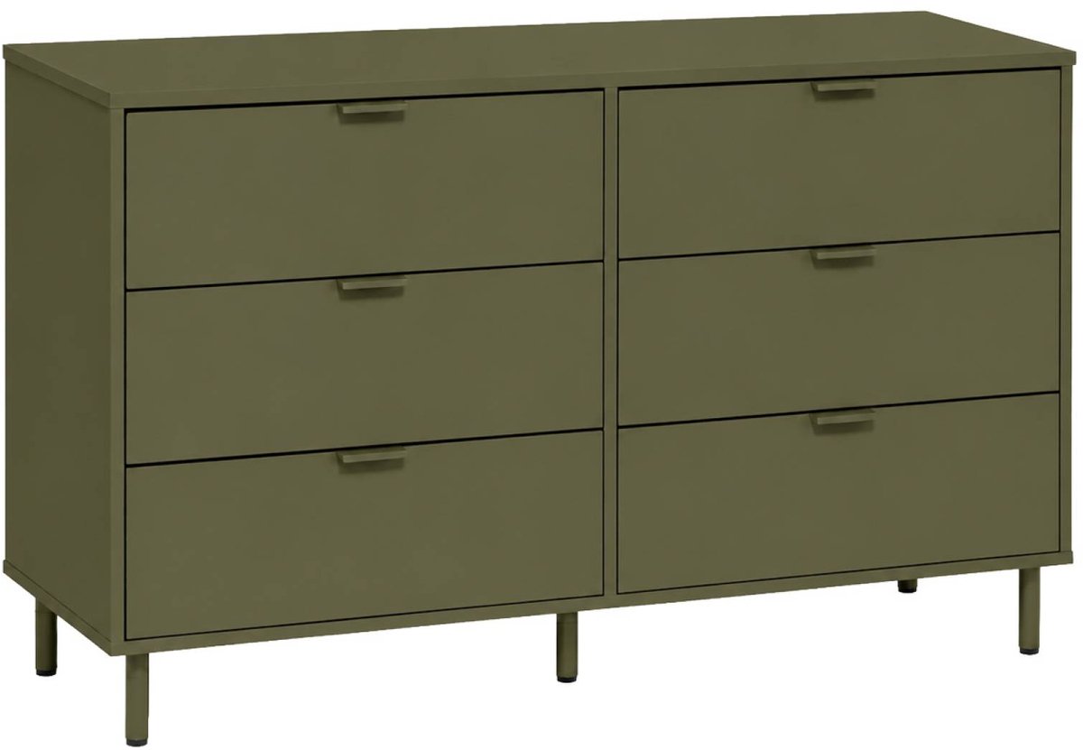 sweeek Ladekast met 6 lades houtdecor en metaal - ellie kaki