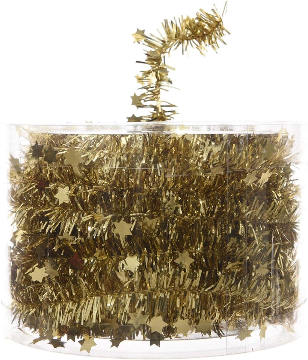 Sfeervolle sterrenlicht slinger - goud glanzend - 3,5 cm x 7 m - ideale decoratie voor feestjes - ShopVlot