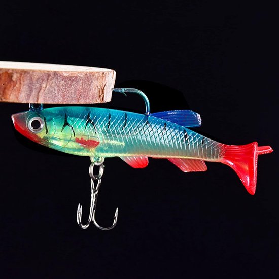 Set van 5 Rubber Vissen Lures voor Snoekbaars, Jig Spinner Bait met Flitslicht voor Effectieve Visvangst — afbeelding 5