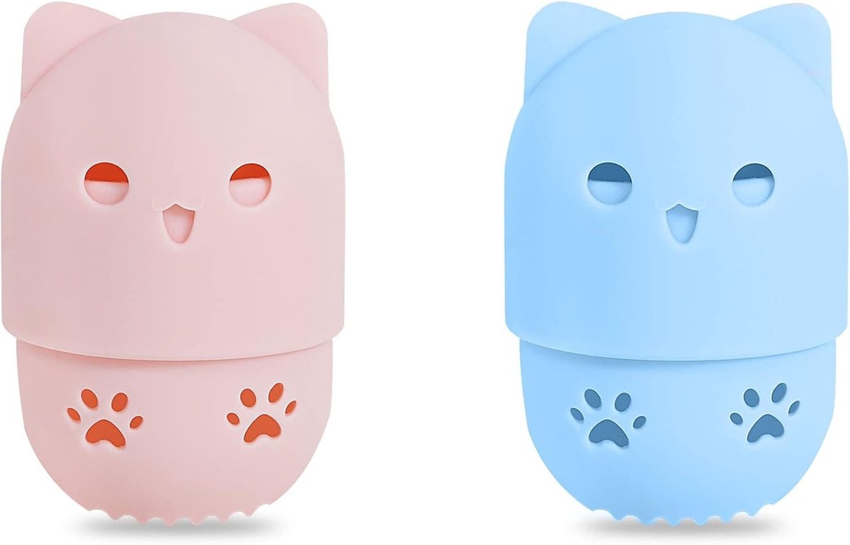 2 Stuks Make-up Spons Reisdoos, Wasbare en Herbruikbare Houder voor Make-up Blenders, Ideaal voor Thuis, Reizen en Uitjes (Roze, Blauw)